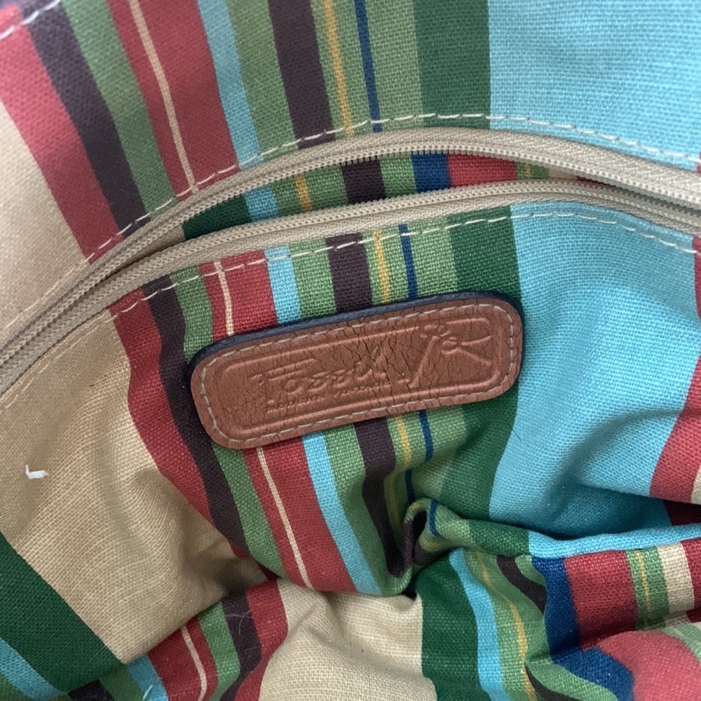 Fossil Vintage Tan Basket Woven Leather Shoulder Bag - Picture 13 of 14